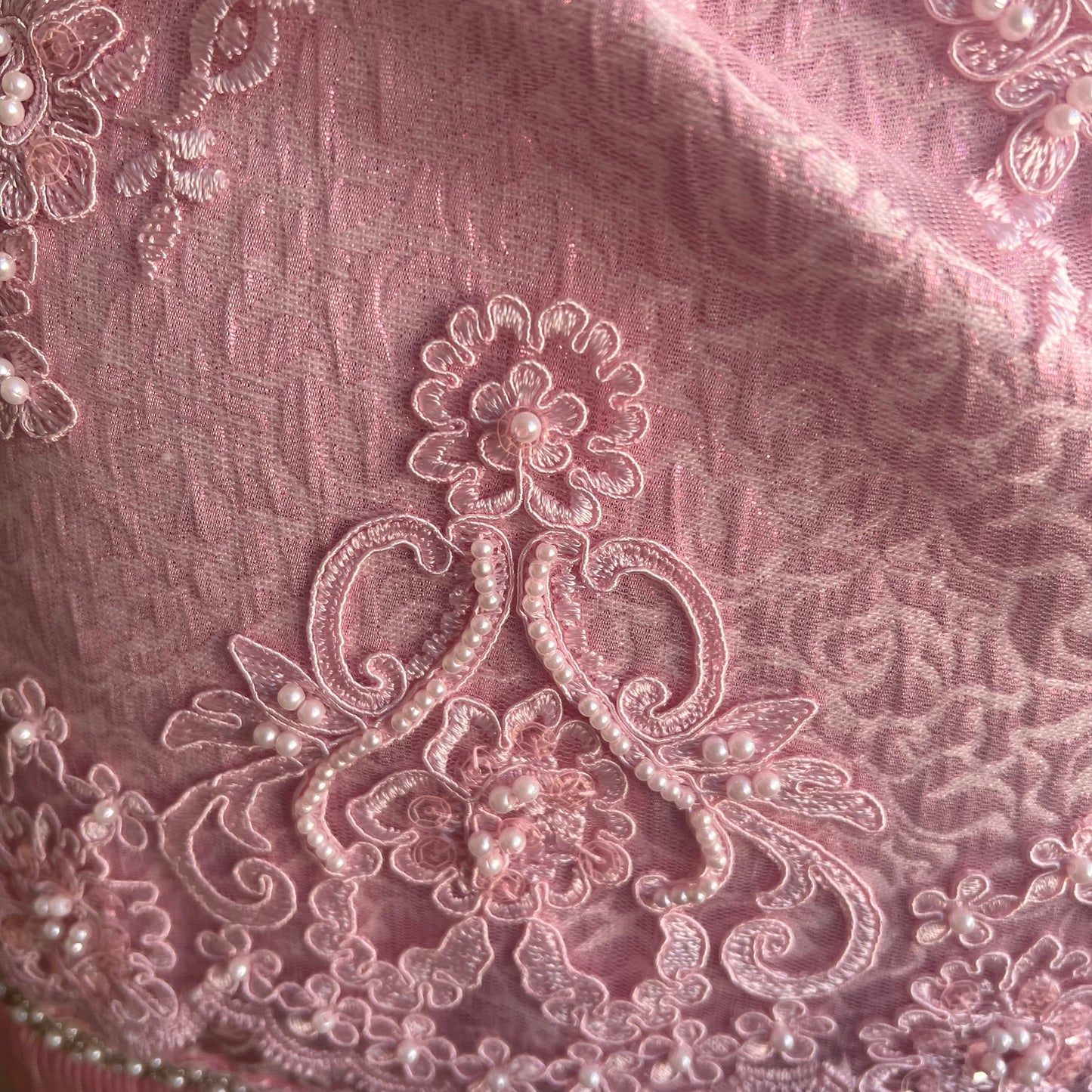 Pink Lace Embroidered Embellished Skirt