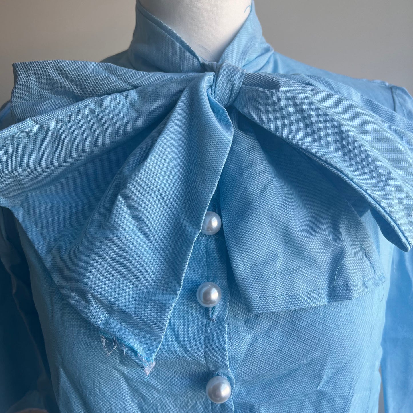 Blue Cotton Bow Shirt