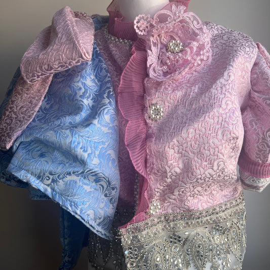 Cinderella Pink Bow Jacquard Cropped Jacket